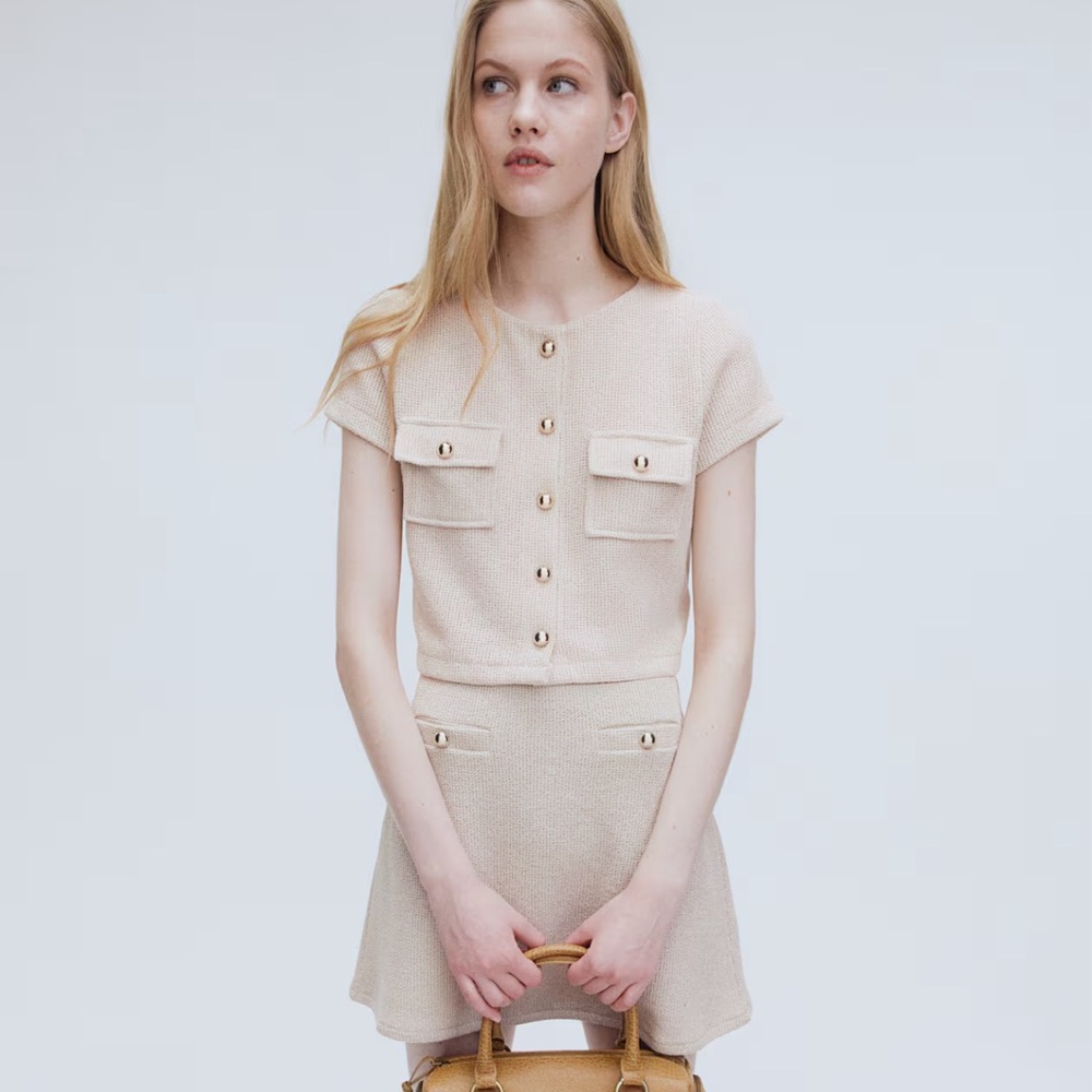 H&M Cream Short and Sleeve Button-Up Set of 2